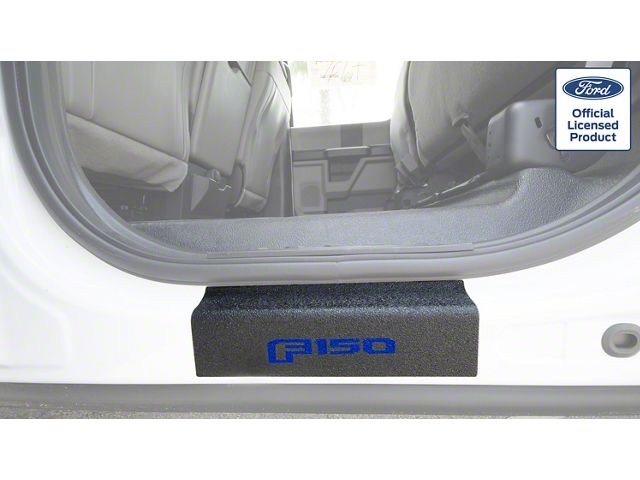 Rear Door Sill Protection with F-150 Logo; TUF-LINER Black; Blue (15-24 F-150 SuperCrew)