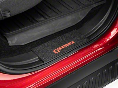 Rear Door Sill Protection with F-150 Logo; TUF-LINER Black; Red (15-24 F-150 SuperCrew)