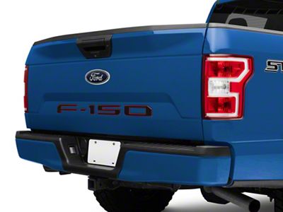Tailgate Insert Letters; Gloss Black with Red Outline (18-20 F-150 w/o Tailgate Applique)