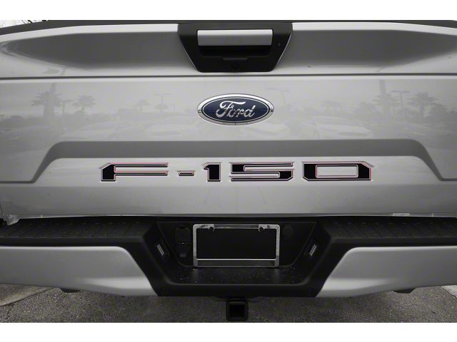 Tailgate Insert Letters; Gloss Black with Red-Silver Outline (18-20 F-150 w/o Tailgate Applique)
