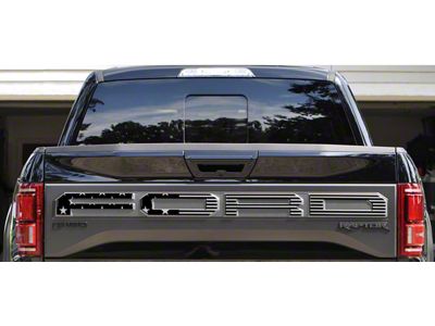 Tailgate Letter Overlays; Black and Sliver American Flag (19-20 F-150 Raptor w/ Tailgate Applique)