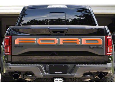 Tailgate Letter Overlays; Matte Orange (17-18 F-150 Raptor w/ Tailgate Applique)