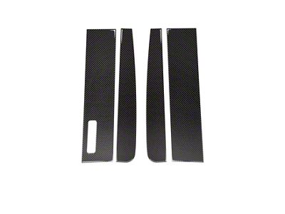 Door Pillar Accent Trim; Domed Carbon Fiber (17-22 F-350 Super Duty)