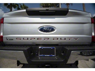 Tailgate Insert Letters; Domed Carbon Fiber with Red Outline (17-19 F-250 Super Duty)