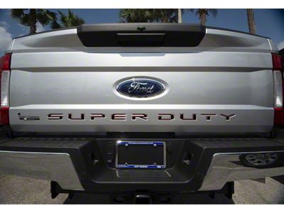 Tailgate Insert Letters; Gloss Black with Red Outline (17-19 F-250 Super Duty)