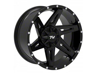 TW Offroad T4 Spin Gloss Black 6-Lug Wheel; 20x10; -12mm Offset (07-13 Silverado 1500)