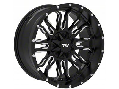 TW Offroad T8 Flame Gloss Black with Milled Spokes 5-Lug Wheel; 20x10; -12mm Offset (09-18 RAM 1500)