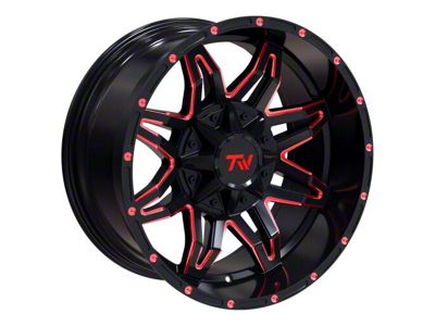 TW Offroad T2 Spider Gloss Black with Red 6-Lug Wheel; 20x10; -12mm Offset (19-23 Ranger)
