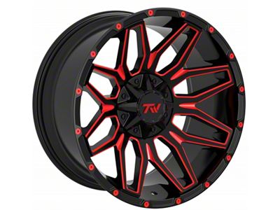 TW Offroad T3 Lotus Gloss Black with Red 6-Lug Wheel; 20x9; 0mm Offset (21-25 F-150)