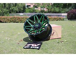 TW Offroad T3 Lotus Gloss Black with Green 6-Lug Wheel; 20x10; -12mm Offset (19-25 RAM 1500)