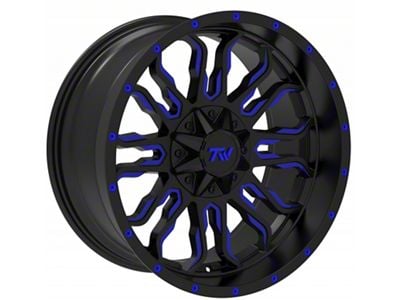 TW Offroad T8 Flame Gloss Black with Blue 6-Lug Wheel; 20x10; -12mm Offset (19-25 RAM 1500)