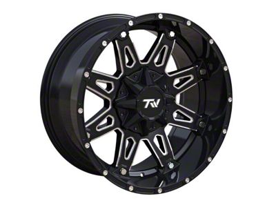 TW Offroad T1 Spear Gloss Black with Milled Spokes 6-Lug Wheel; 20x10; -12mm Offset (24-25 Ranger)