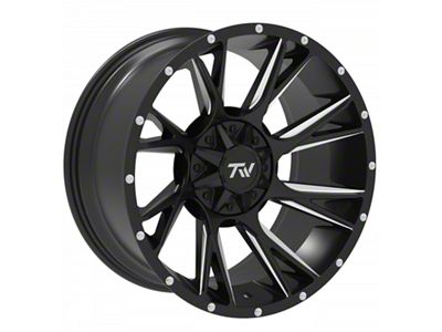 TW Offroad T12 Blade Gloss Black with Milled Spokes 6-Lug Wheel; 20x10; -12mm Offset (24-25 Ranger)