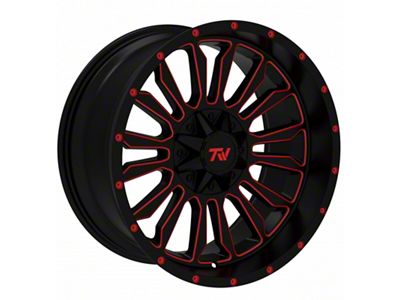 TW Offroad T6 Speed Gloss Black with Red 6-Lug Wheel; 20x10; -12mm Offset (24-25 Ranger)