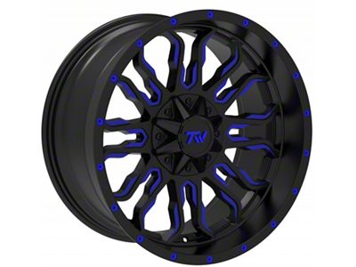 TW Offroad T8 Flame Gloss Black with Blue 6-Lug Wheel; 20x10; -12mm Offset (24-25 Ranger)
