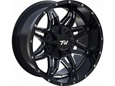 TW Offroad T2 Spider Gloss Black with Milled Spokes 6-Lug Wheel; 20x10; -12mm Offset (19-25 Sierra 1500)