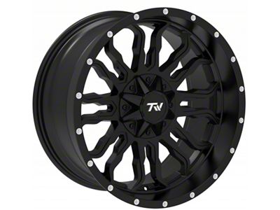 TW Offroad T8 Flame Gloss Black with Milled Spokes 6-Lug Wheel; 20x10; -12mm Offset (19-25 Silverado 1500)