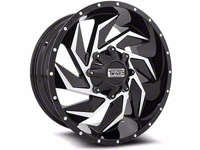 Twisted Off-Road T-27 Vixon Gloss Black Machined 8-Lug Wheel; 24x14; -76mm Offset (11-16 F-250 Super Duty)