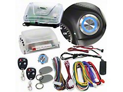 Billet Push Button Engine Start/Stop with Keyless Entry, Remote Start and RFID Kit; Blue LED (Universal; Some Adaptation May Be Required)