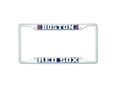License Plate Frame with Boston Red Sox; White (Universal; Some Adaptation May Be Required)