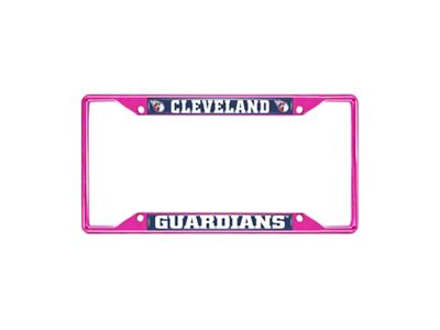 License Plate Frame with Cleveland Guardians; Pink (Universal; Some Adaptation May Be Required)