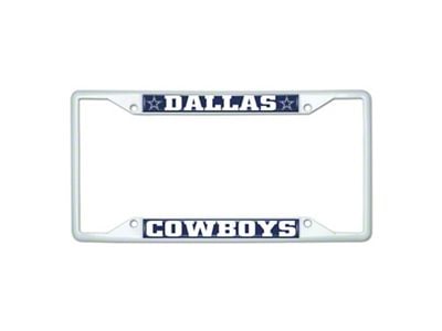 License Plate Frame with Dallas Cowboys; White (Universal; Some Adaptation May Be Required)