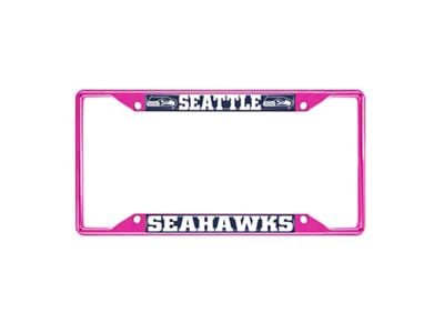 License Plate Frame with Seattle Seahawks; Pink (Universal; Some Adaptation May Be Required)