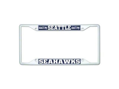 License Plate Frame with Seattle Seahawks; White (Universal; Some Adaptation May Be Required)