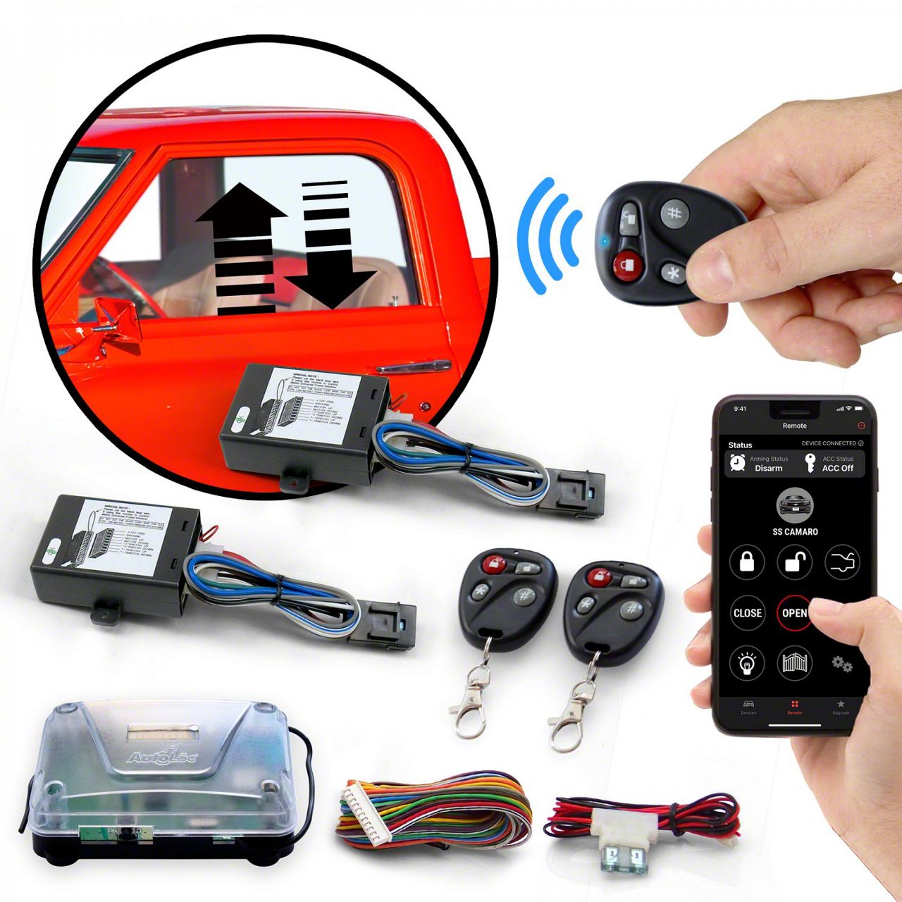 Universal AT One Touch Remote Power Window Control Kit with Keyless ...