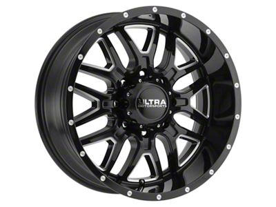 Ultra Wheels Hunter Gloss Black Milled 8-Lug Wheel; 17x9; 12mm Offset (01-06 Sierra 3500 HD SRW)