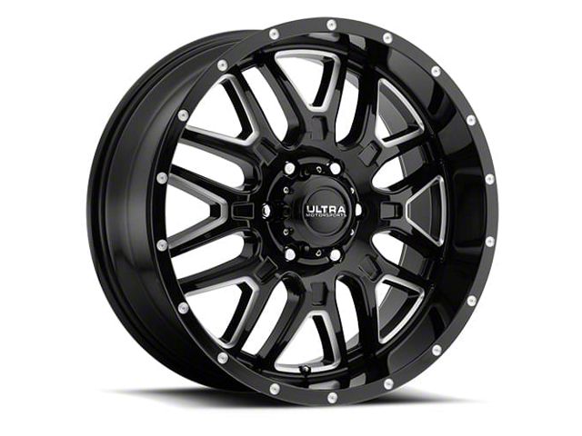 Ultra Wheels Hunter Gloss Black Milled 8-Lug Wheel; 18x9; 12mm Offset (07-10 Sierra 3500 HD SRW)