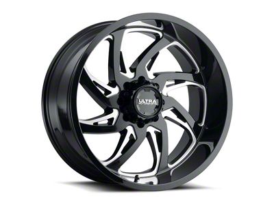 Ultra Wheels Villain Gloss Black Milled 8-Lug Wheel; 24x12; -44mm Offset (11-16 F-250 Super Duty)