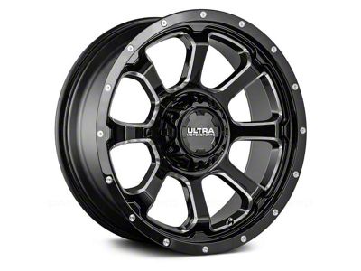 Ultra Wheels Nemesis Gloss Black with CNC Milled Accents 8-Lug Wheel; 20x9; 1mm Offset (23-24 F-250 Super Duty)