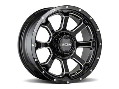 Ultra Wheels Nemesis Gloss Black with CNC Milled Accents 8-Lug Wheel; 20x9; 18mm Offset (99-07 F-350 Super Duty SRW)