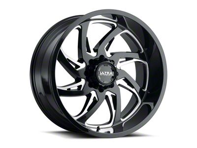Ultra Wheels Villain Gloss Black Milled 8-Lug Wheel; 24x12; -44mm Offset (17-22 F-250 Super Duty)