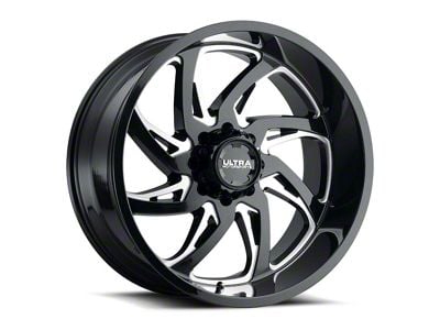 Ultra Wheels Villain Gloss Black Milled 8-Lug Wheel; 24x12; -44mm Offset (17-22 F-350 Super Duty SRW)