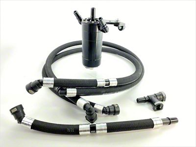 UPR Products Dual Valve Plug N Play Clean Side Oil Catch Can; Black (21-25 2.7L/3.5L EcoBoost F-150)