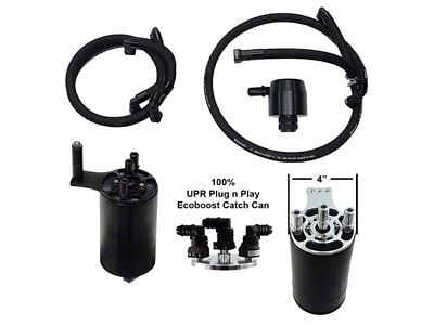 UPR Products Mega Oil Plug N Play Oil Catch Can; Black (11-14 3.5L EcoBoost F-150)