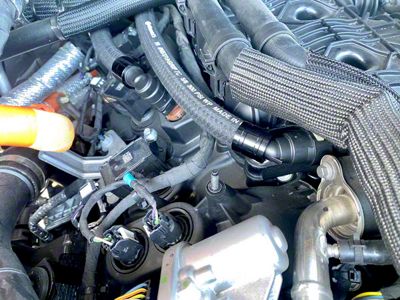 UPR Products Plug N Play Oil Catch Can; Passenger Side; Satin (21-25 3.5L EcoBoost/PowerBoost F-150)