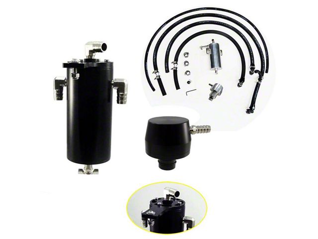 UPR Products Single Valve Plug N Play Oil Catch Can; Black (11-14 3.5L EcoBoost F-150)