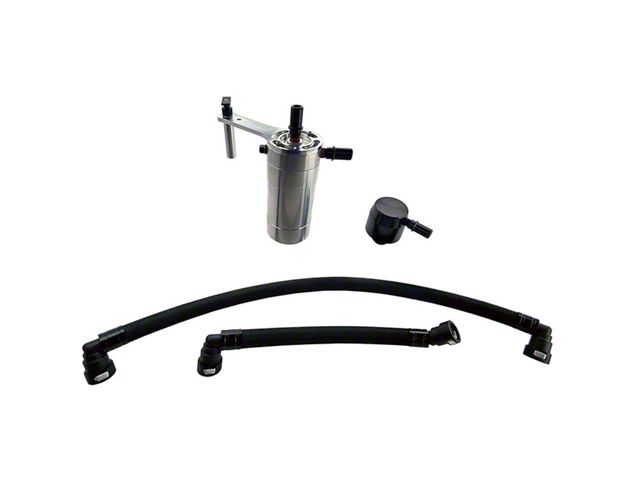 UPR Products Single Valve Plug N Play Oil Catch Can with Clean Side Separator; Black (20-22 7.3L F-250 Super Duty)