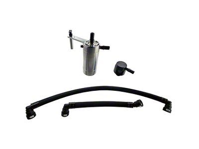UPR Products Single Valve Plug N Play Oil Catch Can with Clean Side Separator; Black (20-22 7.3L F-350 Super Duty)
