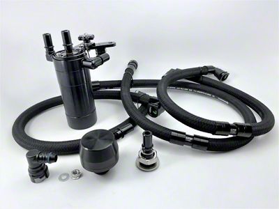 UPR Products Dual Valve Plug N Play Clean Side Oil Catch Can; Black (24-25 Ranger Raptor)
