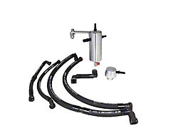 UPR Products Pro Series Dual Valve Plug N Play Oil Catch Can for Aftermarket Cold Air Intake; Black (14-18 5.3L Sierra 1500)
