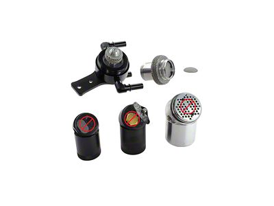 UPR Products Pro Series Dual Valve Plug N Play Clean Side Oil Catch Can for Stock Intake; Black (19-25 6.2L Silverado 1500)