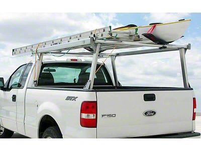 US Rack Schooner Rack with Standard Legs; Brushed (04-25 Sierra 1500 w/ 5.80-Foot Short Box)