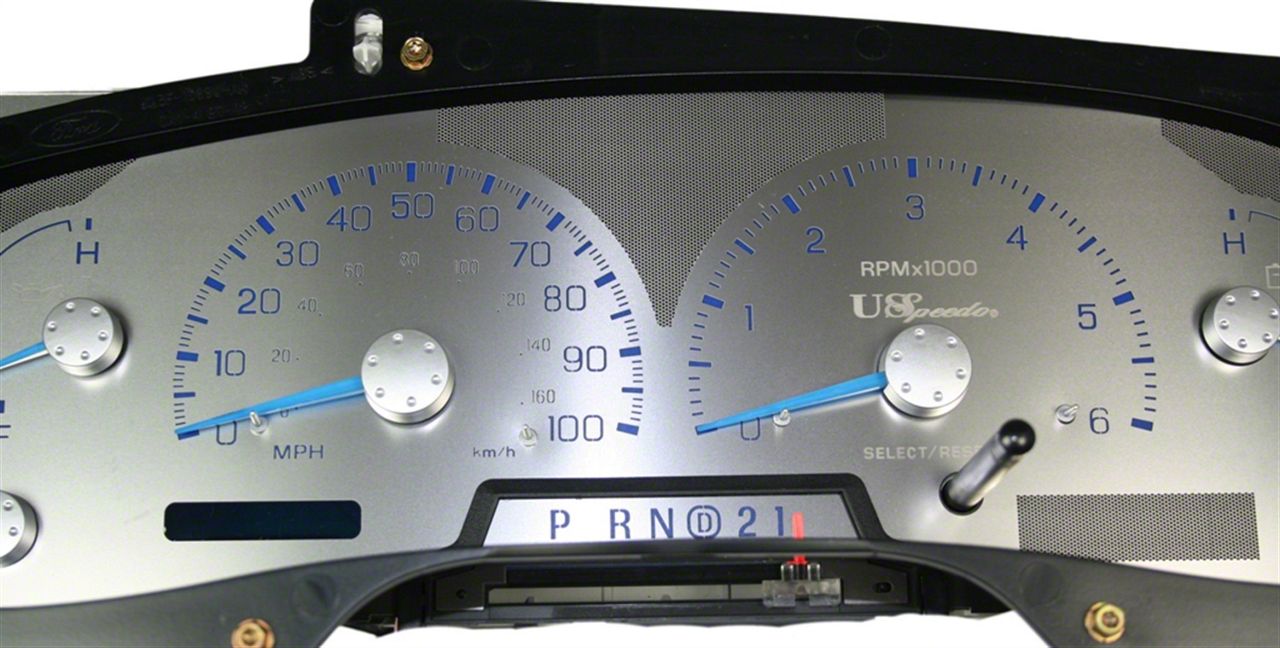 US Speedo F-150 Stainless Edition Gauge Face; KMH; Blue