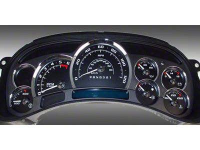 US Speedo Escalade Edition Gauge Face; MPH; Black (2006 Sierra 1500 w/ Transmission Temperature Gauge)