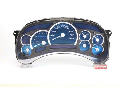 US Speedo Aqua Edition Gauge Face; KMH (2006 Silverado 1500 w/ Transmission Temperature Gauge)