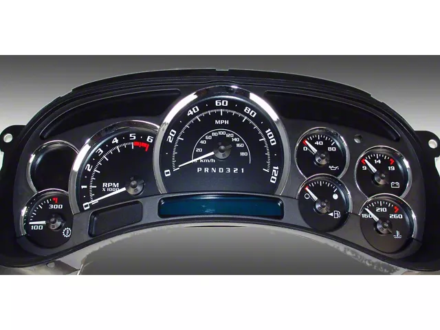 US Speedo Escalade Edition LED Ready Gauge Face; MPH; Black (2006 Silverado 1500 w/ Transmission Temperature Gauge)